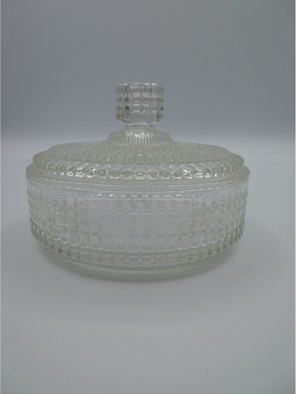 4. Vintage Clear Pressed Glass Lidded Trinket Candy Dish